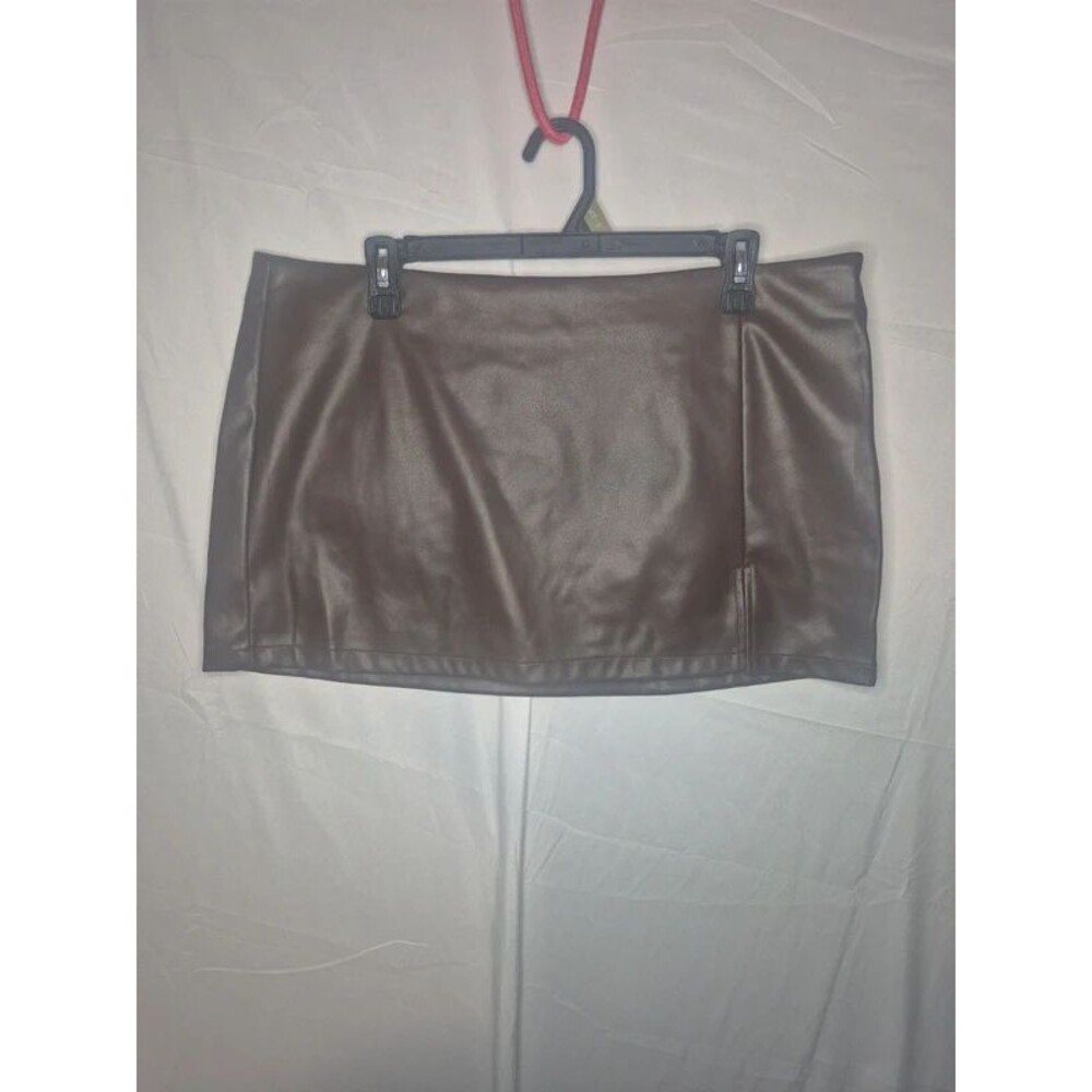 Indigo Rising Brown Faux Leather Mini Skirt Size XL